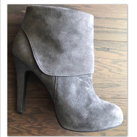 JESSICA SIMPSON ADDY GRAY LEATHER BOOTIE - Picture 5 of 7
